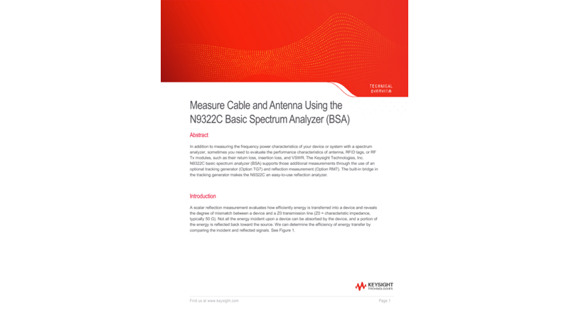 Measure Cable and Antenna Using the N9321/22C Basic Spectrum Analyzer (BSA)